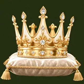 Gold crown on cushion — Savaspin