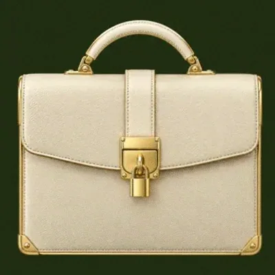 Locked leather briefcase — Savaspin
